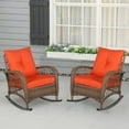 W WARMHOL Outdoor Wicker Rocking Chair with Thickened Cushions, All ...
