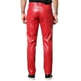 thumbnail image 3 of INSPIRE CHIC Men's Pants Faux Leather Slim Fit Zip-Fly Solid Pants 38 Red, 3 of 5