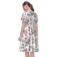 thumbnail image 2 of Bixox Robe d'Été à Manches Courtes pour Femmes Robe Ample Longueur Genou avec Poches-Rose Fleurs, 2 of 7
