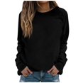 thumbnail image 2 of Kagetolytai Chandails pour Femmes Mode Décontractée Unie Manches Longues Col Rond Pull Haut Blouse Hoodies pour Femmes Noir 3X, 2 of 5