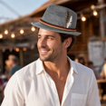 thumbnail image 4 of Wool Fedora Hats for Men Women Wide Brim Felt Panama Hat,One Size, 4 of 5