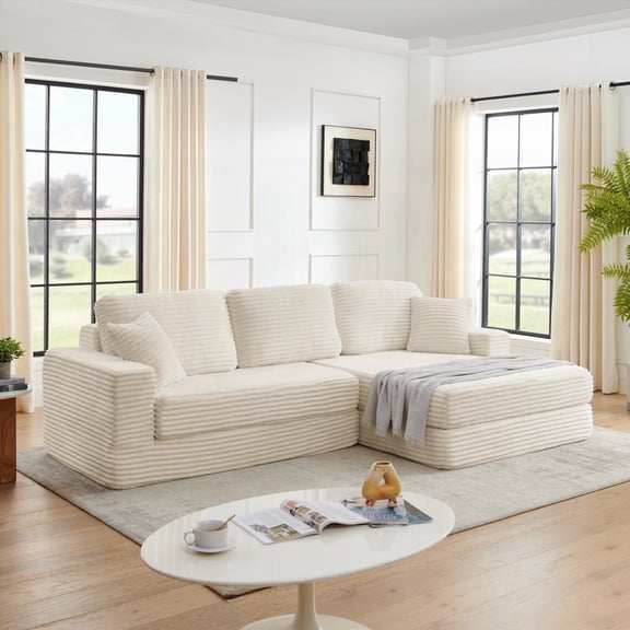 Modern Minimalist Compressed Sofa | Unfold into Bed, Beige