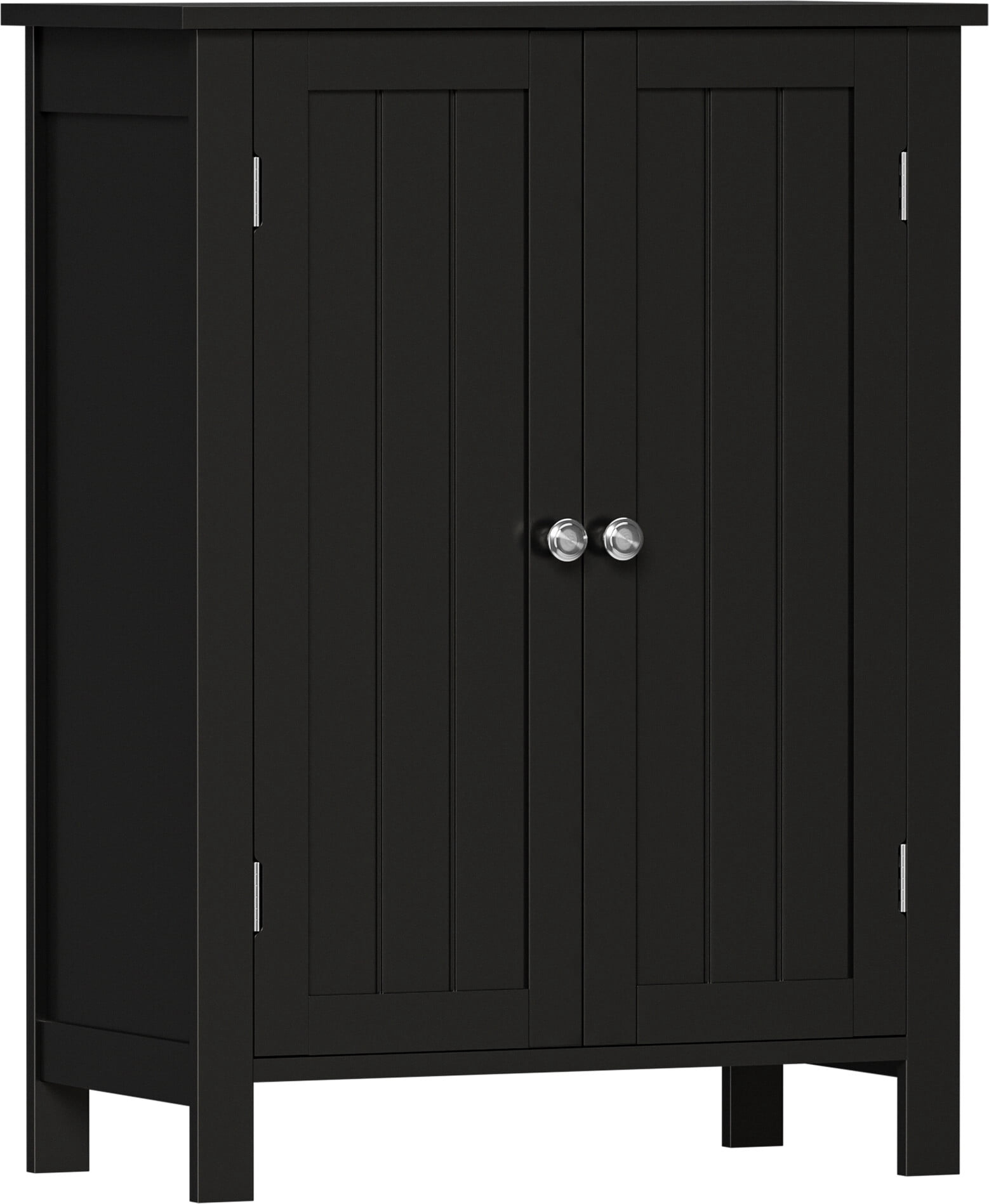 ZENY Wooden 2 Door Bathroom Cabinet Storage with 3 Shelves Free Standing, Black