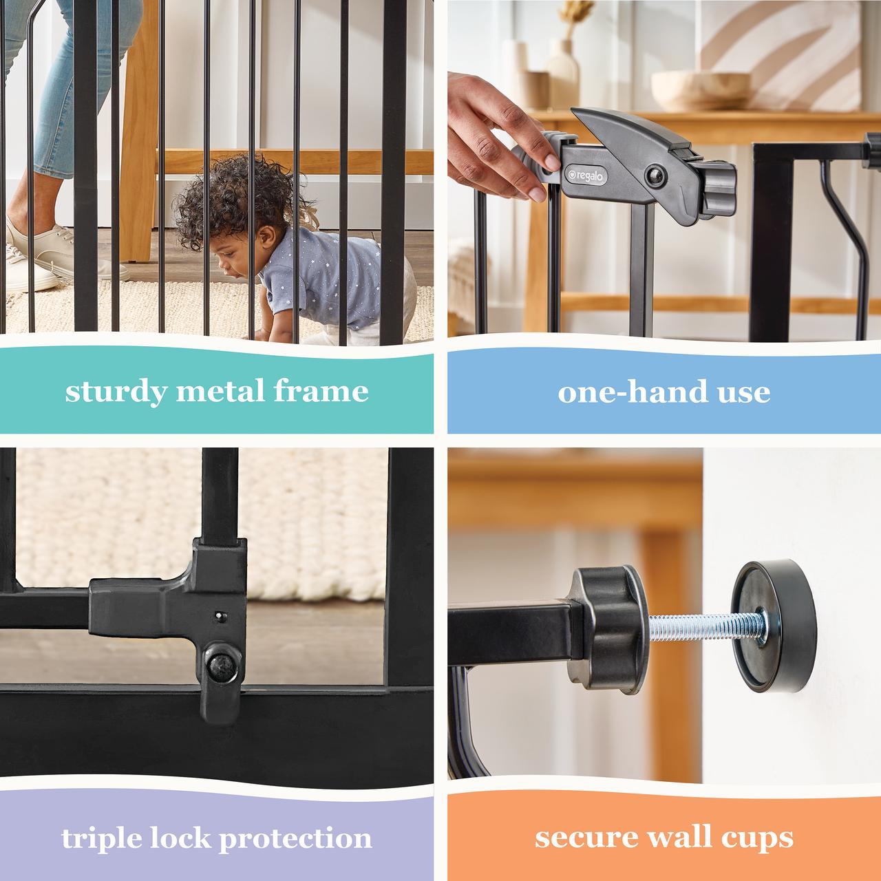 Regalo Easy Step Baby Safety Gate, Fits 29-38.5 Inches, Black photo 4