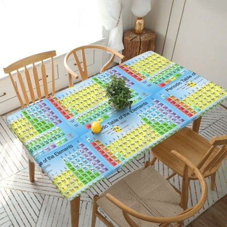 

Home Deluxe Tablecloth Table Of The Elements Printed Waterproof Elastic Rim Edged Table Cover- For Christmas Parties And Picnics 5ft