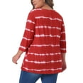 thumbnail image 4 of Agnes Orinda Women's Plus Size Tops Tie Dye Stripes V Neck 3/4 Sleeves Tunic Casual Blouses 2X Red, 4 of 7