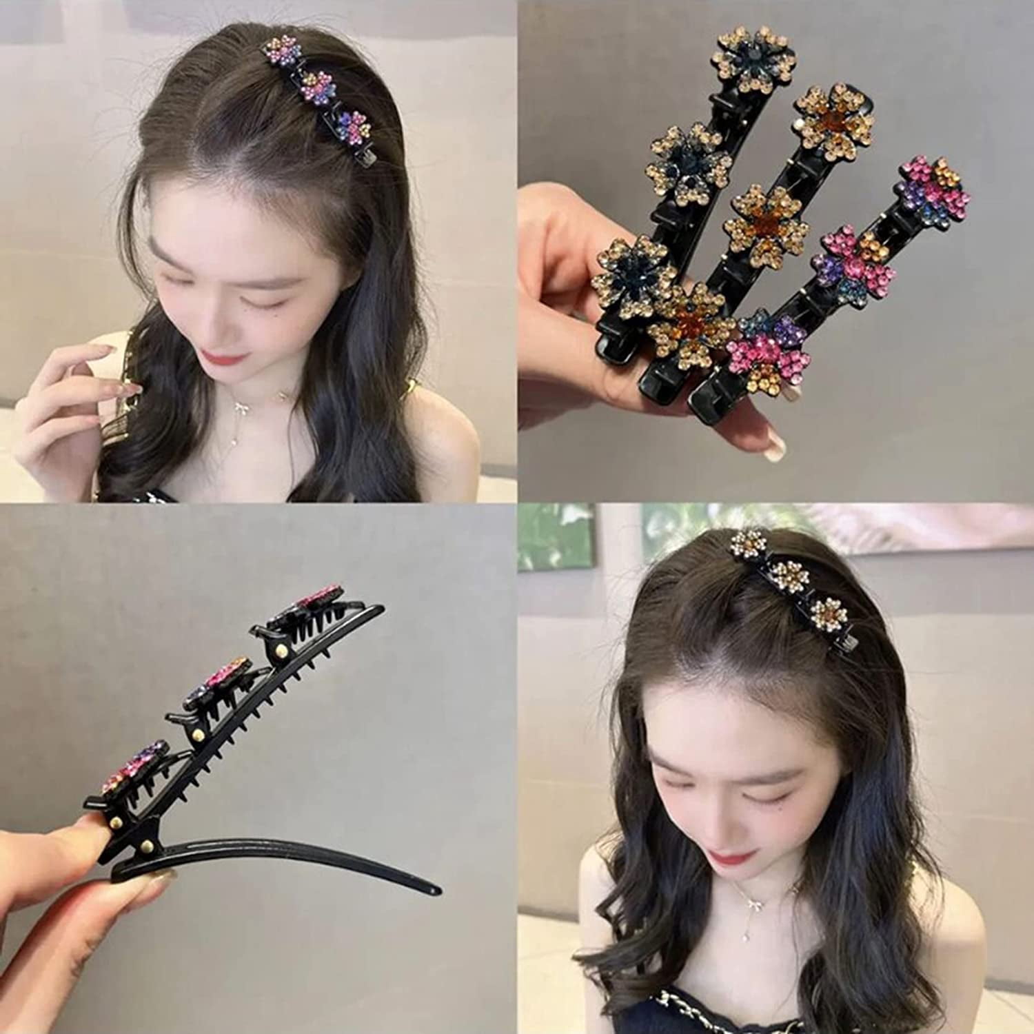 Scunci embellished headband with pearls and delicate butterfly snap hair clips Amazon.com : E EMZHOLE Wedding Butterfly Headband Head Chain  main image 3