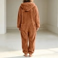 thumbnail image 7 of JOANKDMI Tween Girls Fuzzy Fleece Size 12-13 Onesie Pajamas with Cute Ears Hood and Pockets Zipper One Piece Jumpsuit Warm Fluffy Sleepwear for Winter Lounge Homewear, 7 of 7