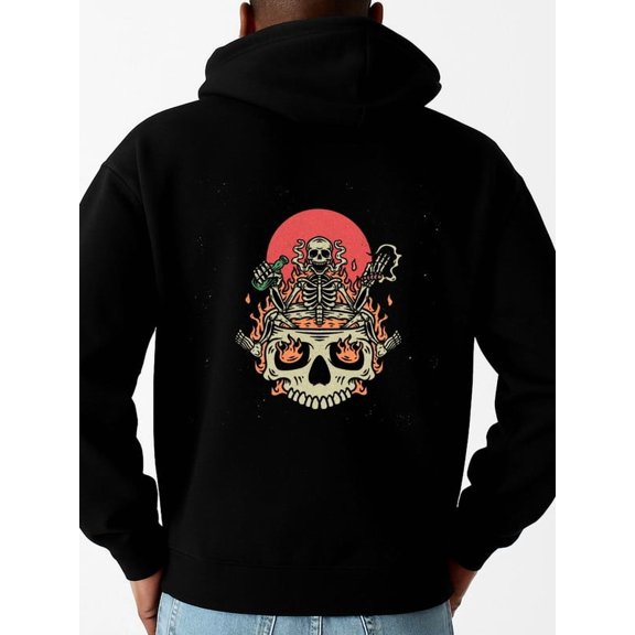 Skull Guitar Hoodie hoodies fire skeleton men sweater hoodie black Stylish Autumn/Winter Outerwear, Sweatshirts , Plus Size Hoodies , Cool Hoodies , Funny Hoodies , Sweatshirt graphic 3d fire