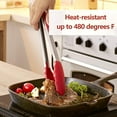 thumbnail image 3 of Set de 3 Pinces de Cuisine en Acier Inoxydable de Qualité Alimentaire pour la Cuisson - Pinces à Aliments Métalliques Robustes avec Poignée Antidérapante, Rouge, 3 of 5