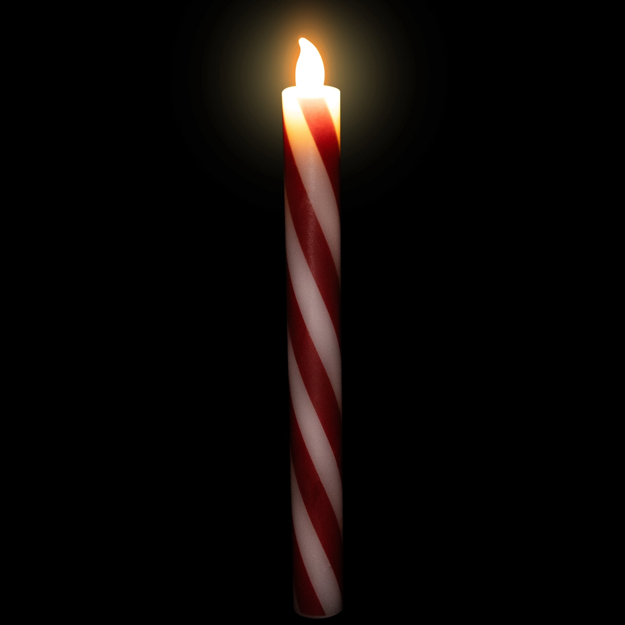 Northlight Candy Cane Striped Flameless Tapered Christmas Candles - 9.5" - Red and White - Set of 4
