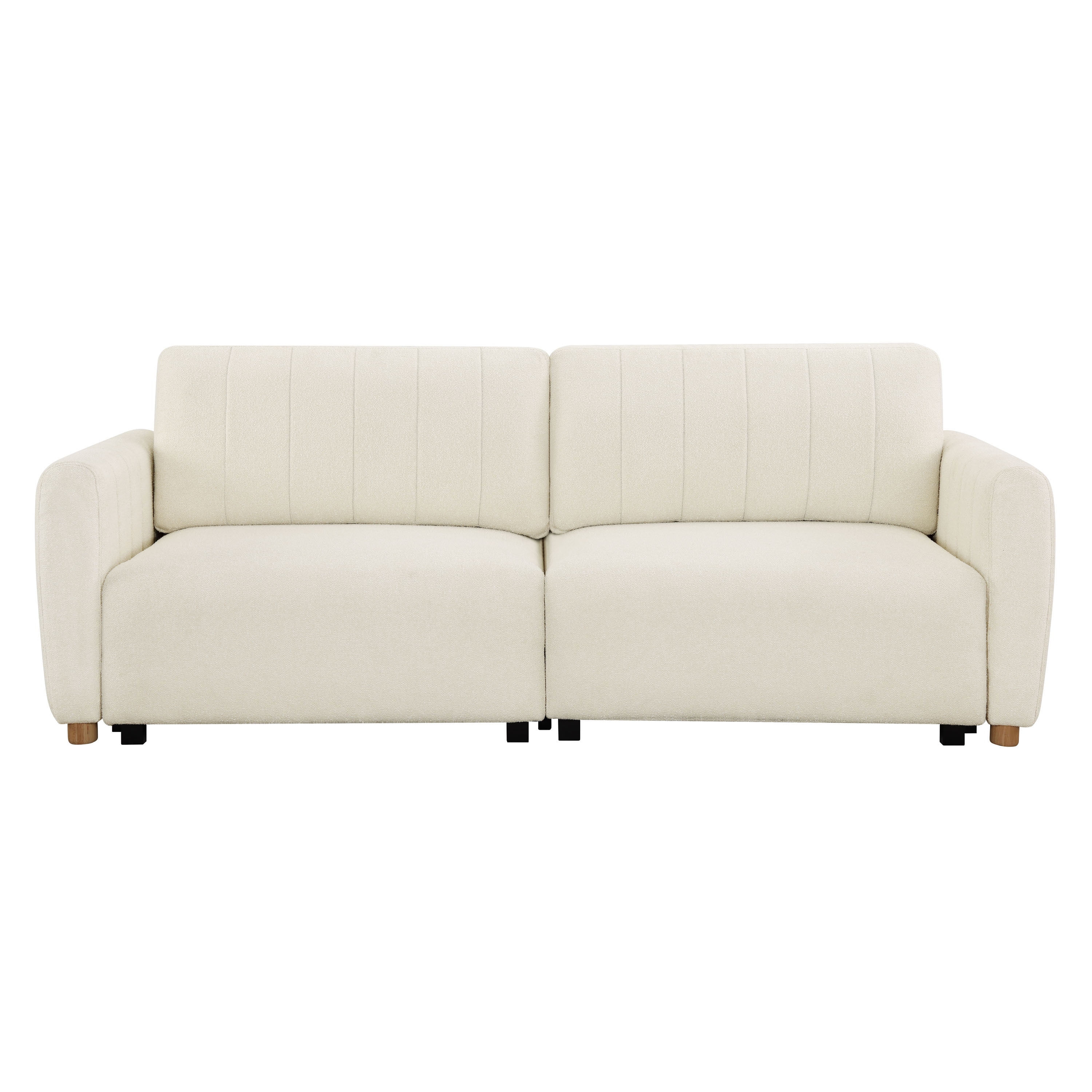 Serta Grant Scandinavian Convertible Sofa with Queen Size Sleeper, Ivory Boucle Fabric