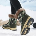 thumbnail image 4 of Camo Snow Boots for Women Front Zipper Winter Outdoor Hiking Shoes Plush Warm Mid Calf Booties Nonslip Trekking High Top Ankle Boots Camouflage Size 6.5, 4 of 7