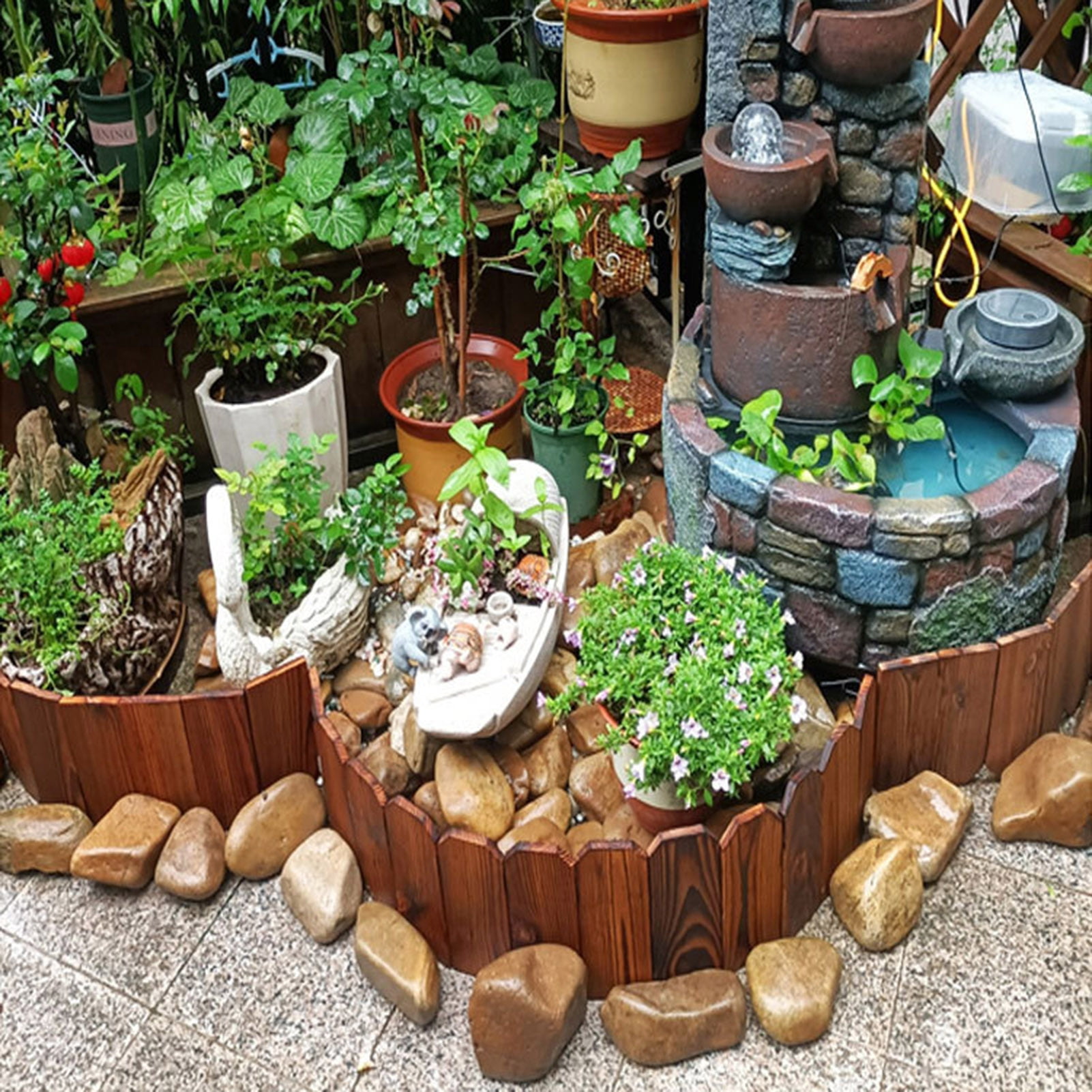 sunsanly Wood Fence Bendable Garden Edging Border Decorative Corrosion-resistant Flower Bed Fence Easy Install Multifunctional Outdoor Decor Barrier for Yard Patio Path