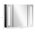 thumbnail image 3 of kleankin LED Lighted Medicine Cabinet with Mirror, 35.5"W x 25.5"H Wall Mounted Bathroom Cabinet, 3 of 8