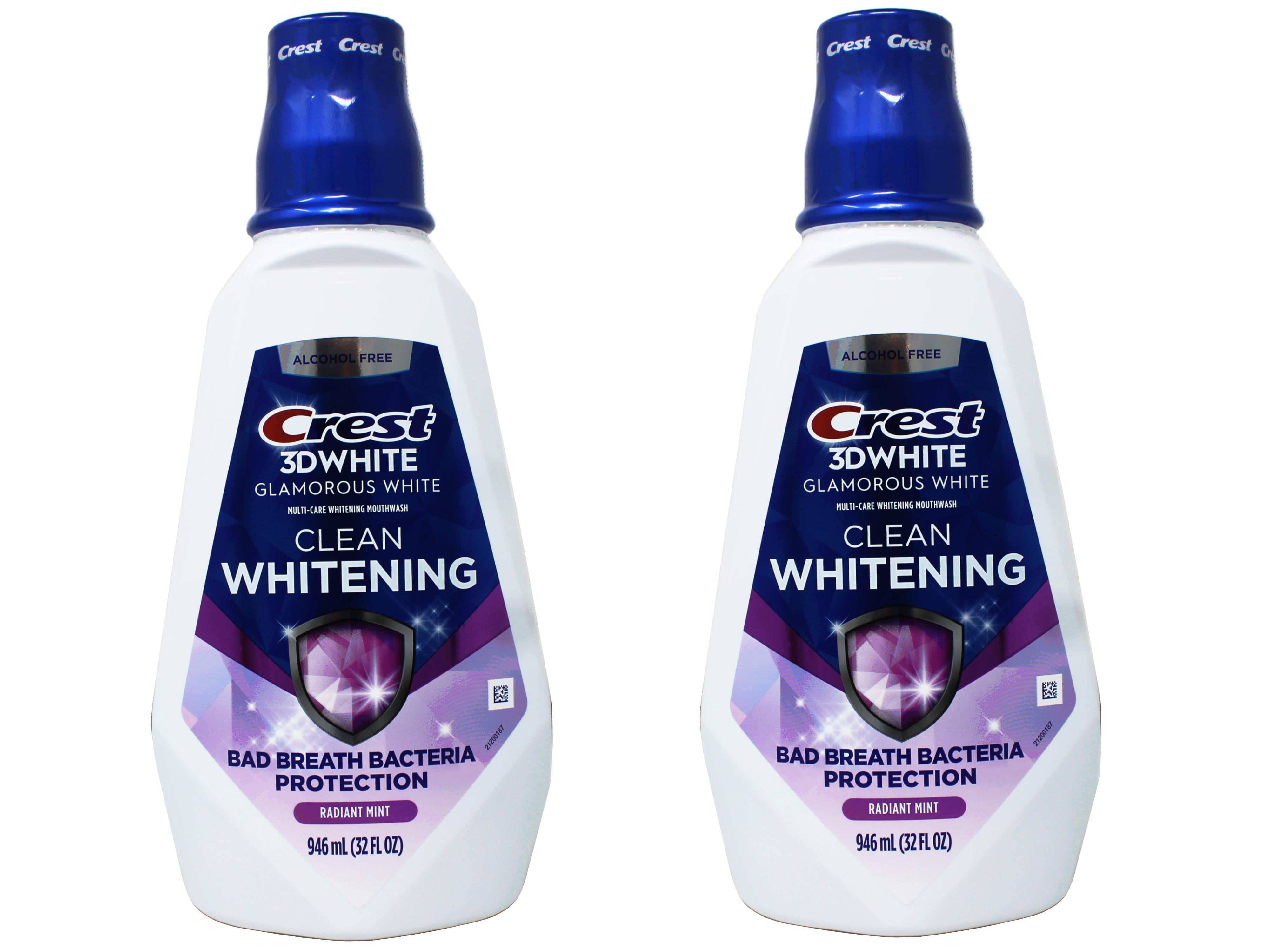 Crest 3D White Glamorous White Mouthwash, Clean Whitening, Multi-Care Whitening Mouthwash, Radiant Mint, 946 ml (32 FL OZ) - 2 Pack