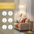 thumbnail image 4 of Floor Lamp, Arc Floor Lamp for Living Room with Adjustable Drum Lampshade, Modern Tall Standing Lamp with On/Off Foot Switch, Over Couch Arched Reading Light for Reading, Bedroom, Office, 4 of 5