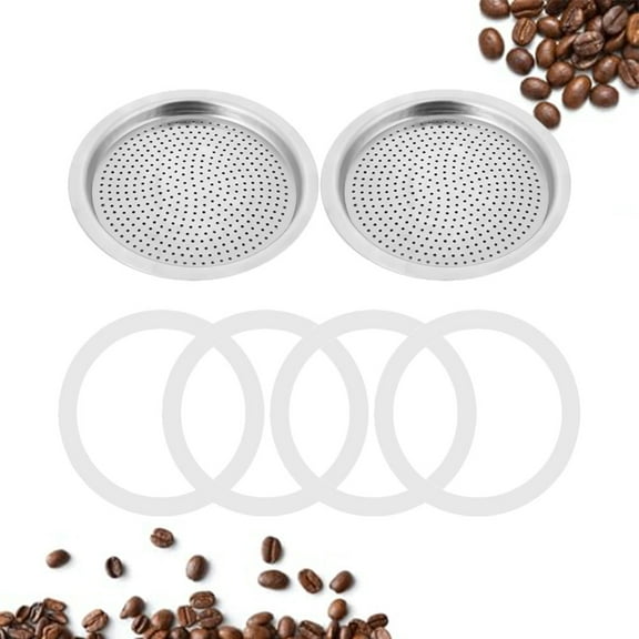 BUYISI Espresso Maker Moka Pot Replacement Includes 2 Filter and 4 Silicone Gasket Seal 3Cup