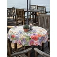 thumbnail image 2 of Outdoor Tablecloths with Umbrella Hole & Zipper, Pink Flowers Round Tablecloth 54 Inch, Spring Floral Elegant Pastoral Wooden Waterproof Table Cloth, Patio/Pool/Picnic Table Covers, 2 of 8