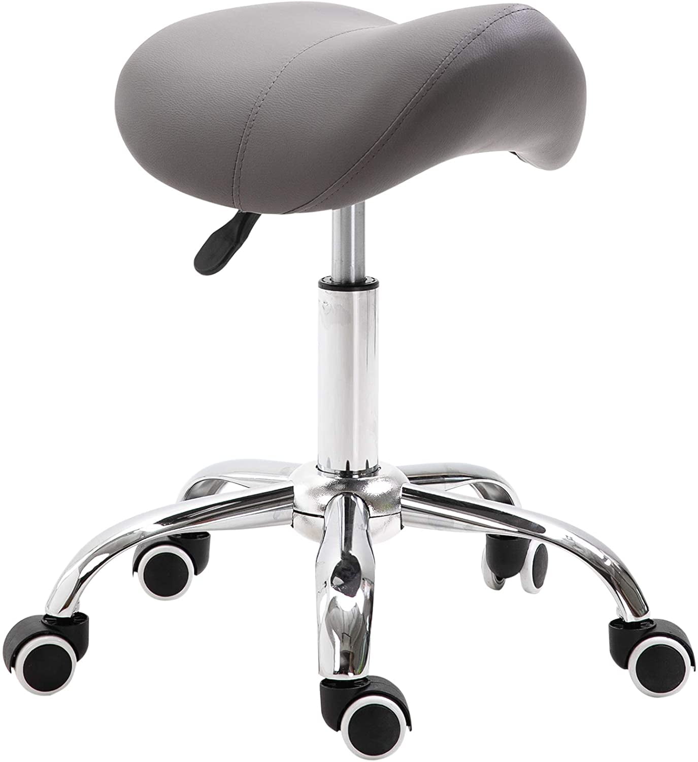 HOMCOM Adjustable Hydraulic Rolling Salon Stool Swivel Saddle Chair Spa