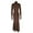 Brown L, variant on Women Evening Dress Long Sleeves Skinny Solid Color Sheath Hollow Back Floor Length Stretchy Half-high Collar Prom Party Maxi Dress