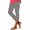 thumbnail image 2 of ClodeEU Women's Print Stretch Tight Capri Pants,Elastic Low Waist Knee Length Yoga Pants Gray 07,Womens Plus L, 2 of 4
