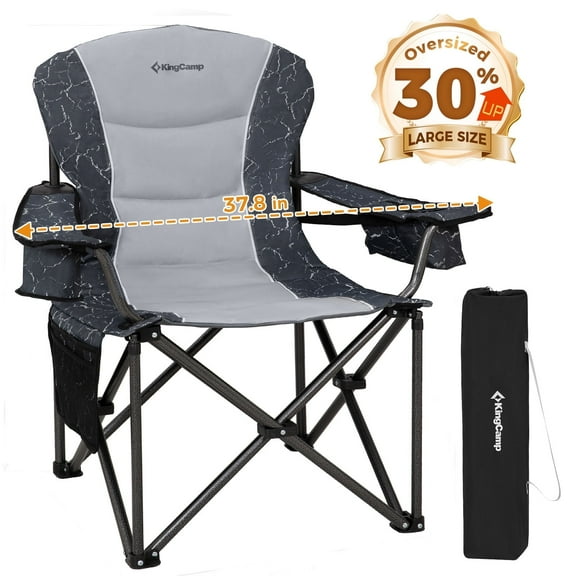 KingCamp Oversized Folding Camping Chair, High Back Heavy Duty for Adults, Fully Padded Folding Chairs Outdoor Sports, Portable Comfy Camping Chairs 400LBS Capacity Lawn Chair