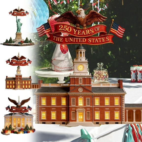 250th Anniversary USA Ornament for Patriotic Christmas Decorations - Acrylic Glass Patriotic Christmas Ornaments - United States 250 Years American Anniversary Bell Ornament, Veterans Day Gifts
