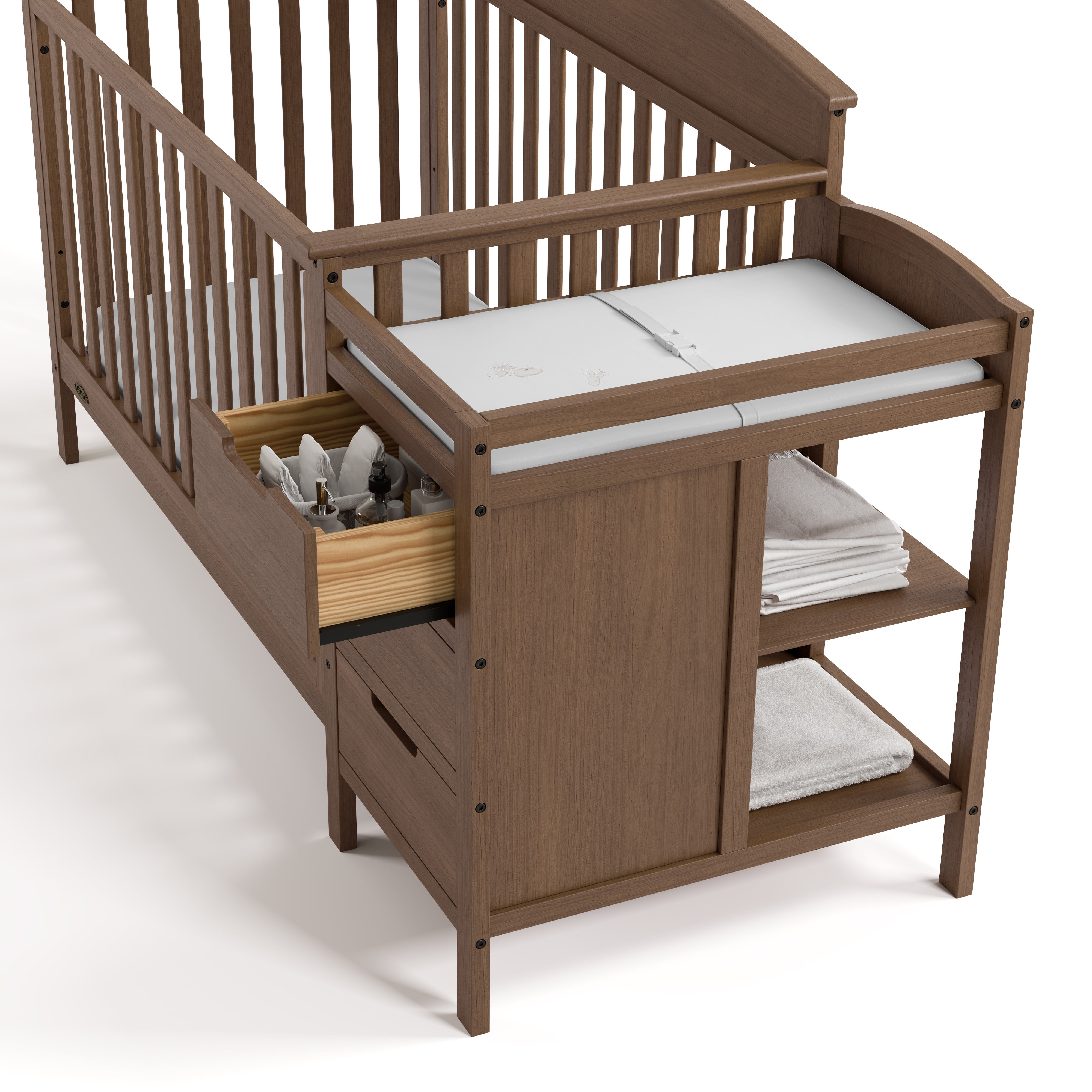 Graco Benton 4-in-1 Convertible Baby Crib and Changer, Hazelnut