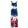 thumbnail image 5 of Frostluinai Patriotic Overalls for Women Sleeveless Adjustable Straps Linen Jumpsuits Retro Tie Dye Primt 4th of July Jumpers with Pocket, 5 of 5
