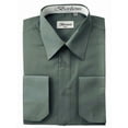 thumbnail image 2 of Berlioni Italy Men's Convertible Cuff Solid Dress Shirt Charcoal, 2 of 3