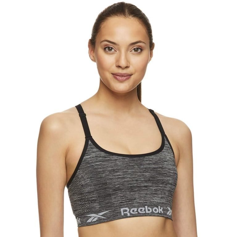  Reebok Women's Wireless Racerback Sports Bra - Medium Impact  Seamless Workout Bralette - Black Stellar Seamless, Large : Clothing, Shoes  & Jewelry