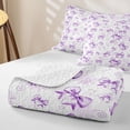 thumbnail image 4 of spefrowx Watercolor Purple Bow Quilt King for Girls, Groovy Floral Print King Coverlet Set, 3-Piece, 4 of 7