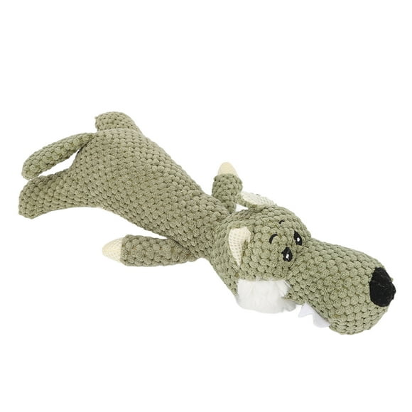 Jouet de grincement en peluche, chiot mâchonnez des dents de dents nettoyage de la forme de loup doux massage de gomme mignon pour petit animal de compagnie moyen