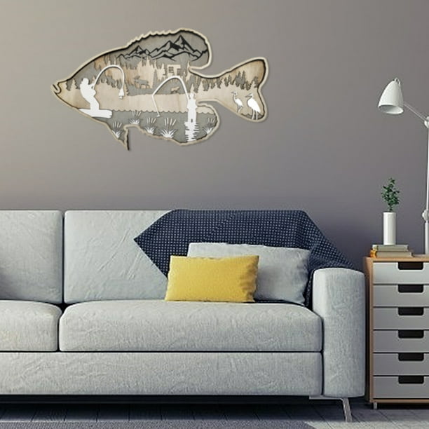 6 Layer Largemouth Bass Fish Crappie Fish Wooden Decoration Wall Art Decor  A15932 