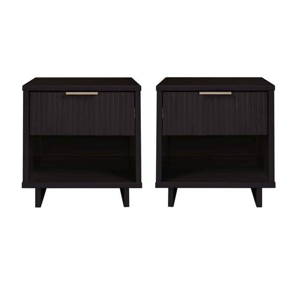 Granville Nightstand 1.0 made from Solid Wood in Black - Set of 2