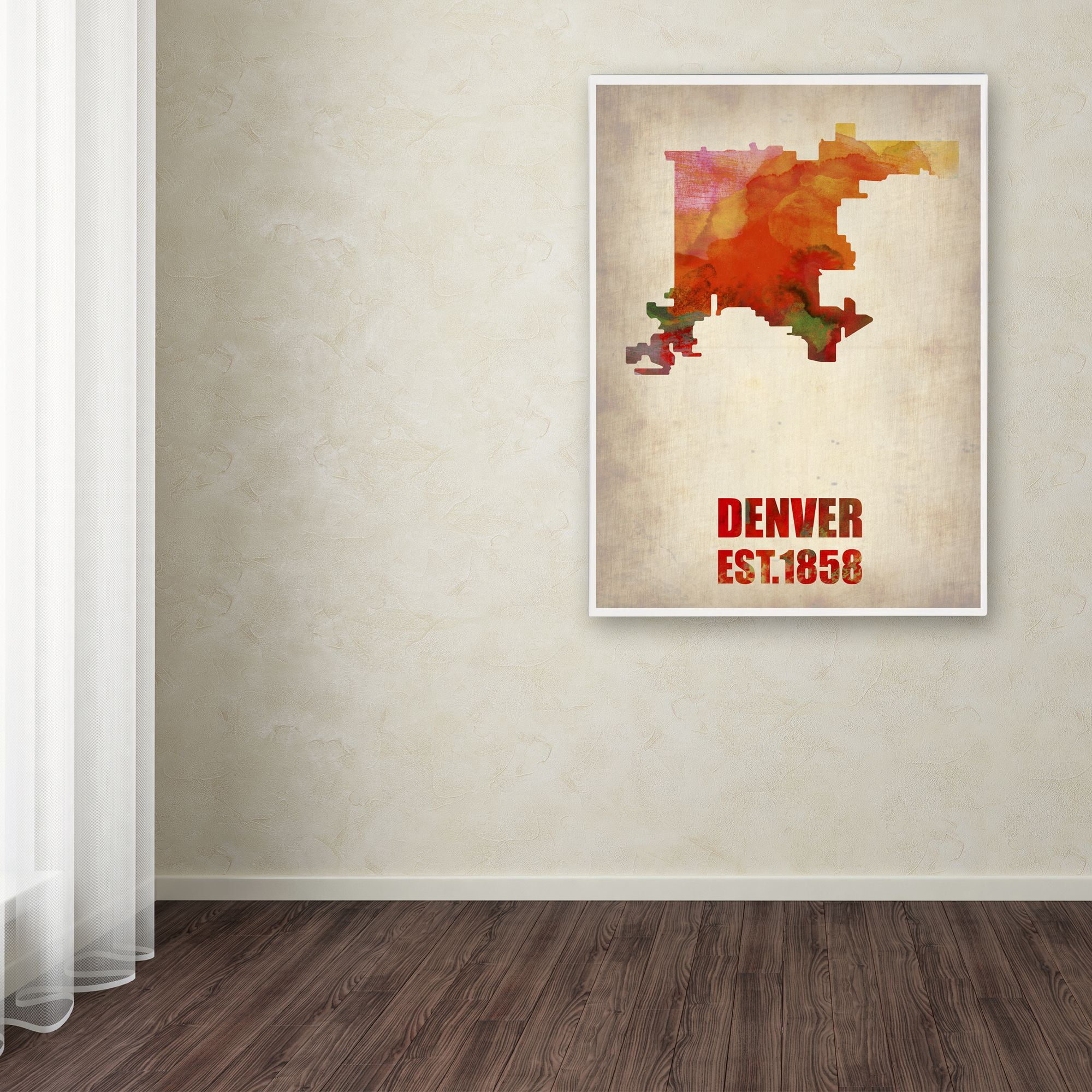 Trademark Fine Art "Denver Watercolor Map" Canvas Art by Naxart