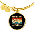thumbnail image 1 of Best Cat Mom Bracelet Stainless Steel or 18k Gold Circle Bangle, 1 of 7