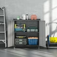 thumbnail image 2 of Firstsky Metal Garage Storage Cabinet with Wheels, Adjustable Rolling Tool Storage Cabinet with Lock, 34" Steel Locking Tool Cabinet with Doors and Shelves（Black&Gray, 34.3" H）, 2 of 8