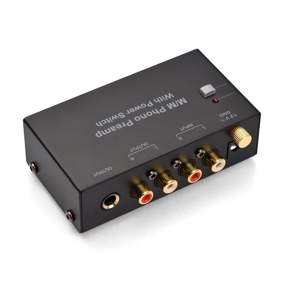 Phono M/M Phono Preamp with Power Switch Ultra-compact Phono Preamplifier Turntable Preamp with 1/4-inch TRS Interface
