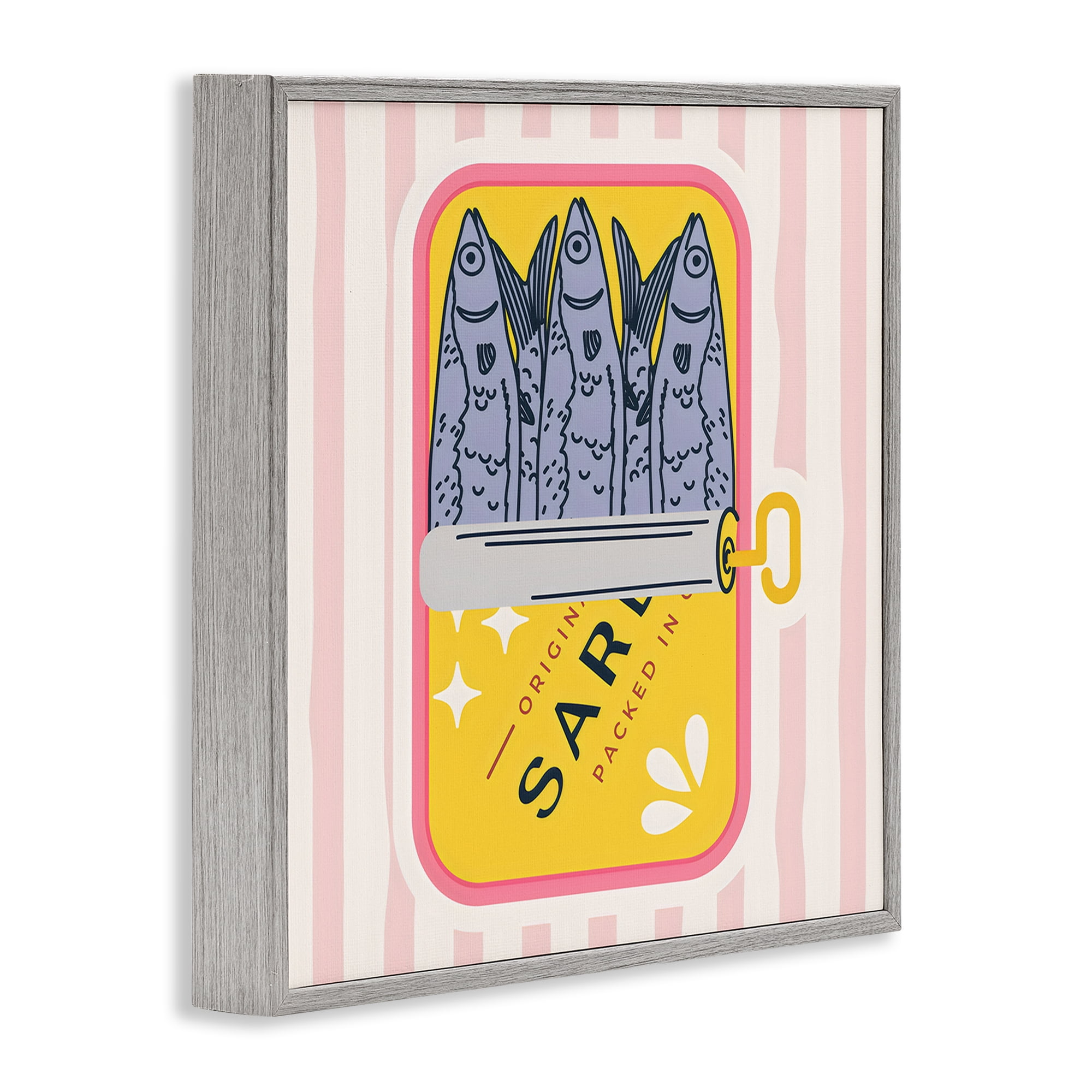 Stupell Industries Yellow Sardine Tin Gray Framed Giclee Art, design by Creative Studio
