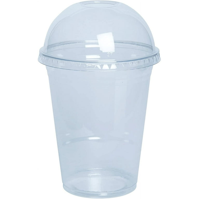 Comfy Package [100 Sets - 16 oz.] Plastic Cups with Dome Lids, Clear