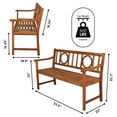 thumbnail image 6 of Apollo 51.2" 3-Seat Circle-Back 600-Lbs Support Acacia Wood Outdoor Garden Patio Bench, Teak, 6 of 8