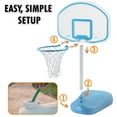 thumbnail image 4 of Dunn-Rite Products 9" - 34" Adjustable Pool Basketball Hoop, Weatherproof, 26.5"x 18.5" Backboard, 60lbs Base, Clear Blue Color (Kids and Teens), 4 of 8