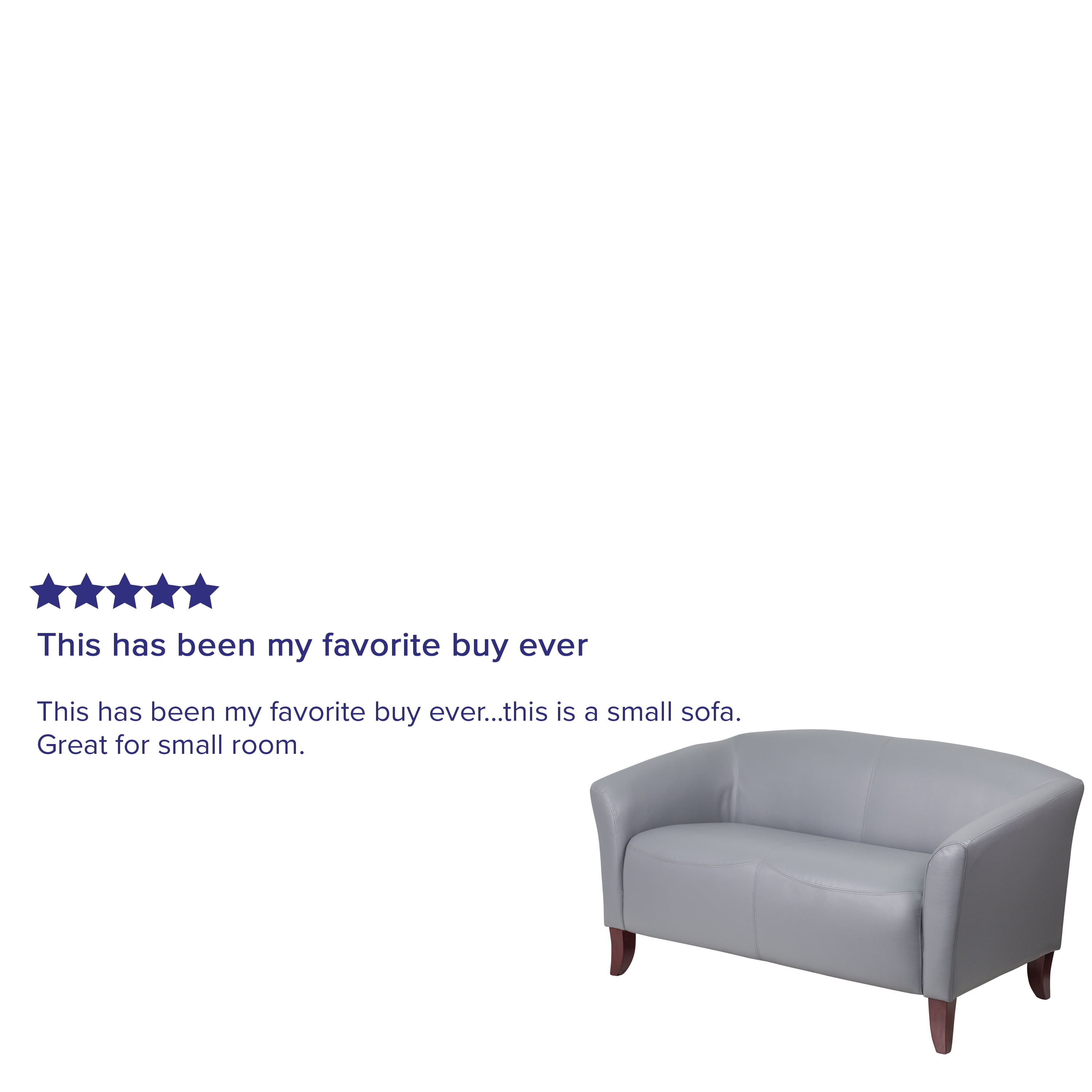 Emma + Oliver Gray LeatherSoft Loveseat with Cherry Wood Feet