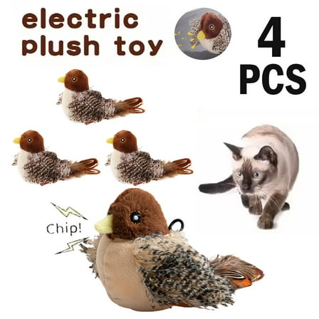 4Pcs Bird Cat Toy Simulated Chirping Interactive Cat Helps Cat Exercise