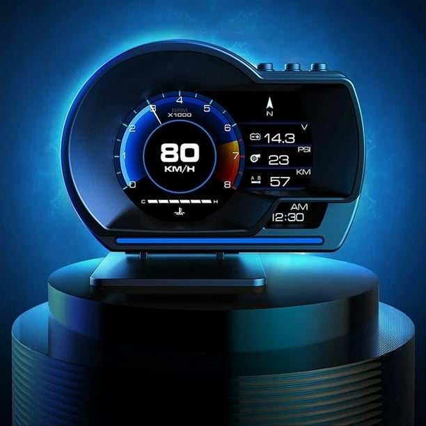 Garosa Head Up Display OBD2+GPS Smart Gauge Car HUD Speedometer Turbo RPM  Alarm for Car Truck,Multi‑Function Gauge,Speed Warning 
