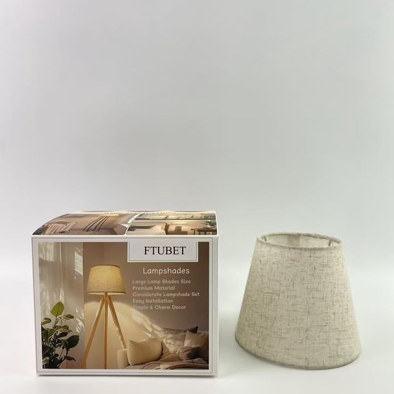 FTUBET Lampshades,Large Drum Lamp Shades, Beige Lampshades for Table Lamps Floor Lamps, Natural Linen Replacement Lamp Shades