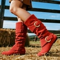 thumbnail image 5 of GJPBGK Women’s Boots Knee High Slouchy Boots Suede Faux Fur Lined Side Zipper Buckle Winter Fashion Boots, 5 of 9