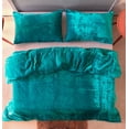thumbnail image 3 of Vinsan Decor Ultra-Luxe Crushed Velvet Duvet Cover, Boho Bedding UO Comforter Donna Cover, California King Size 3 Pieces Set 1 Comforter Cover and 2 Pillow Shams Turquoise Blue Color, 3 of 5